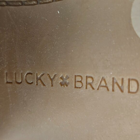 Lucky Brand Baxley Black Suede Bootie Sandals | Size 7M Peep Toe Ankle Strap - Picture 12 of 13